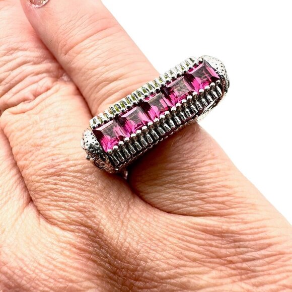 Estate Womens Ring Rotating Multi Gemstone Sterling Silver Size 6 Rare Design - Picture 6 of 6